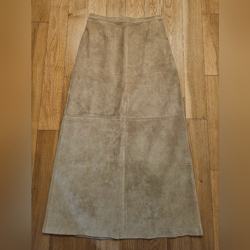 Vintage Tan Suede Maxi Skirt Fully Lined  Size 4 Small